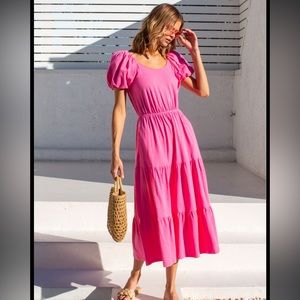 SKIES ARE BLUE Puff Sleeve Midi Dress Size Medium